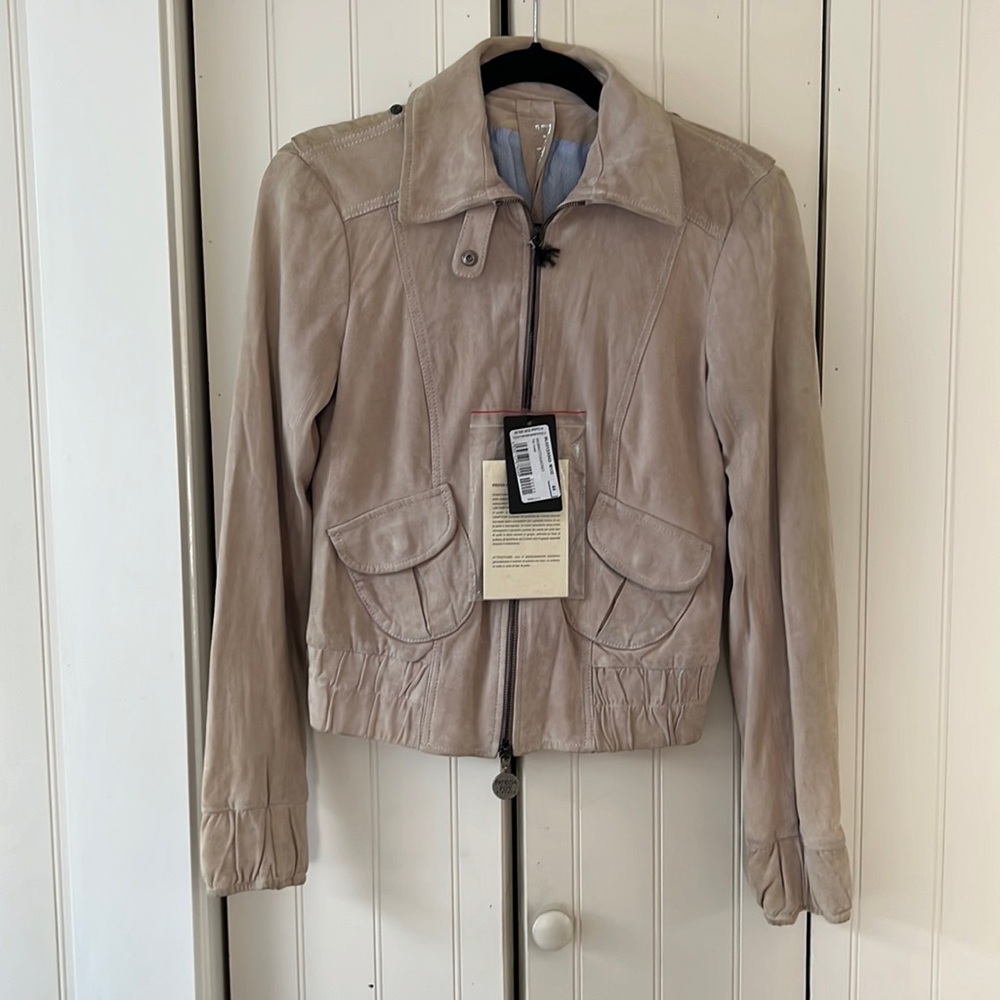 patrizia Pepe goat suede giubbotto jacket